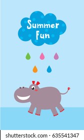 cute hippo summer fun vector