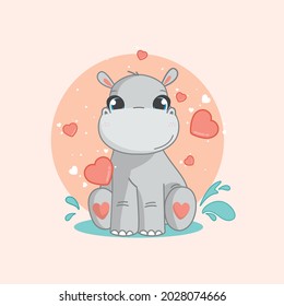 Cute Hippo for textile print design and other design