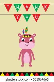 cute hippo thank you card