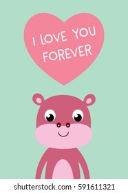 cute hippo valentine greeting card