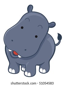 Cute Hippo - Vector
