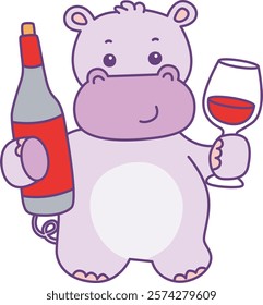 Cute hippo vector icon. Funny baby hippo animal series stock illustration. life of fluffy hippo designs.
A hippo bring a beer