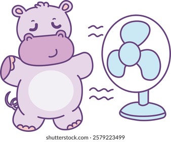 Cute hippo vector icon. Funny baby hippo animal series stock illustration. life of fluffy hippo designs.
Hippo feel the air