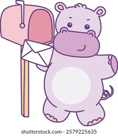 Cute hippo vector icon. Funny baby hippo animal series stock illustration. life of fluffy hippo designs.
Hippo want to send the message