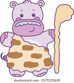 Cute hippo vector icon. Funny baby hippo animal series stock illustration. life of fluffy hippo designs.
Hippo with old fashion costume