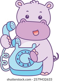 Cute hippo vector icon. Funny baby hippo animal series stock illustration. life of fluffy hippo designs.
A hippo calling someone