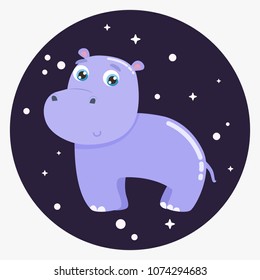 Cute hippo vector illustration. Flat design.