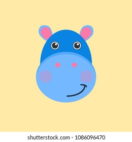 Cute hippo, vector illustration. Poster design for greeting cards, T-shirts, invitations, children's shower, birthday, decorating rooms, textiles