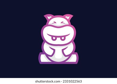 cute hippo vector template logo design