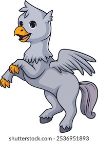 Cute hippogriff rearing vector illustration