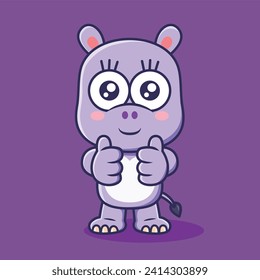 Cute hippopotamus animal cartoon character vector Illustration