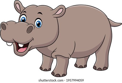 Cute Hippopotamus cartoon animal vector illustration