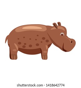 Cute hippopotamus cartoon style vector illustration, isolated on white background