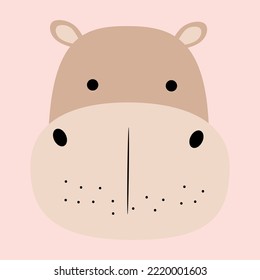 Cute Hippopotamus Cartoon Vector Icon Illustration. Flat Cartoon Style