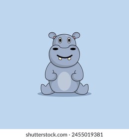 cute hippopotamus cartoon vector icon illustration.animal icon illustration. flat style concept cute