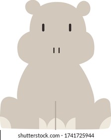 Cute hippopotamus Cartoon, Vector illustration hippopotamus on a white background. Drawing for children