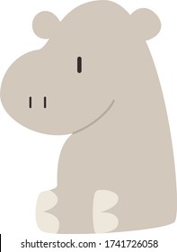 Cute hippopotamus Cartoon, Vector illustration hippopotamus on a white background. Drawing for children