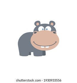 Cute hippopotamus cartoon vector on a white background