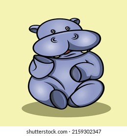 a cute hippopotamus is daydreaming