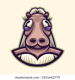 cute hippopotamus dress animal character vector