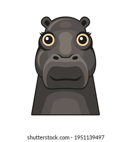Cute Hippopotamus Face Icon. Cartoon Hippo on White Background Vector
