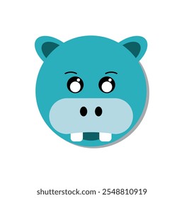 Cute Hippopotamus Face Illustration, Adorable Animal Design