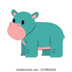 Cute Hippopotamus Icon On White Background