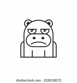 cute hippopotamus icon, thin line style, flat design