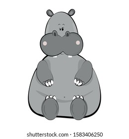 Cute Hippopotamus illaustration. Good for card book cover and  t-shirt print, flyer, poster design, mug.