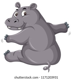 A cute hippopotamus on white background illustration