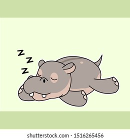 Cute hippopotamus is sleeping. sweet dream, snoring.