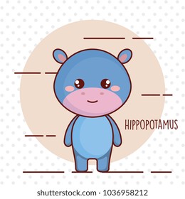 cute hippopotamus tender character