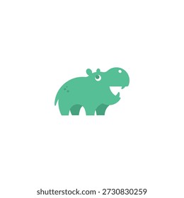 Lindo logotipo de Vector hipopótamo en estilo geométrico simple. Diseño minimalista y moderno del carácter del hipopótamo conveniente para el logotipo, la mascota, la marca, la ilustración de los niños, el icono del App, y los proyectos creativos. Aislado sobre fondo blanco.