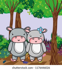 Cute hippos cartoons