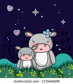 Cute hippos cartoons