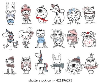 Cute hipster animals
