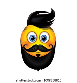 Cute Hipster Emoticon Trendy Haircut Mustaches Stock Vector (Royalty Free)  1009238815
