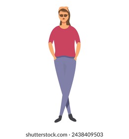 Cute hipster girl icon cartoon vector. Fashion people style. Accessory modern time