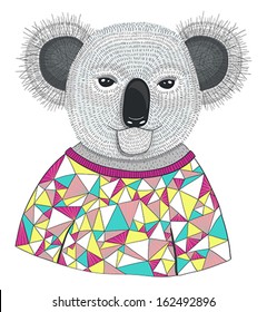 Cute hipster koala.