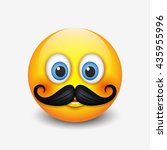 Cute hipster smiling emoticon, with mustache emoji, smiley - vector illustration


