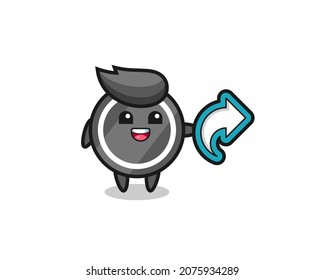 cute hockey puck hold social media share symbol , cute style design for t shirt, sticker, logo element