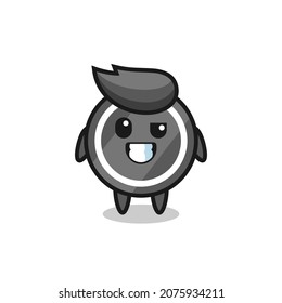 cute hockey puck mascot with an optimistic face , cute style design for t shirt, sticker, logo element