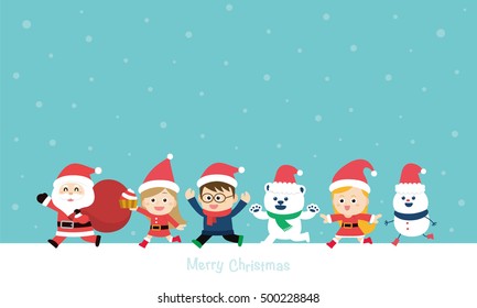 Cute Holiday Background Boys Girls Merry Stock Vector Royalty Free
