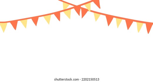 Cute holiday bunting, festive garland, paper flags interior decoration, celebration wall hanging. Cute hand-drawn vector isolated illustration.