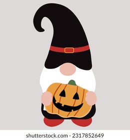 Cute holiday halloween gnome. Vector illustration art.