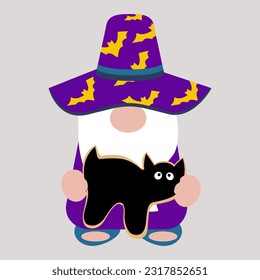 Cute holiday halloween gnome. Vector illustration art.