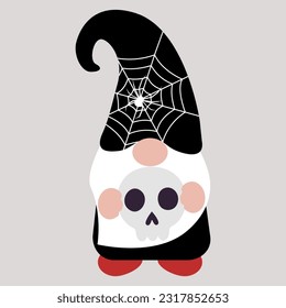 Cute holiday halloween gnome. Vector illustration art.