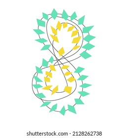 Cute holiday illustration with colorful eight for valentines day. Vector doodle concept for greeting card, banner, print and other design 
