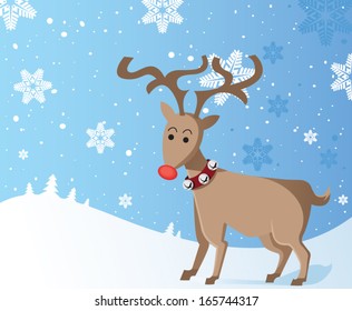 Cute holiday reindeer hanging out in the snow