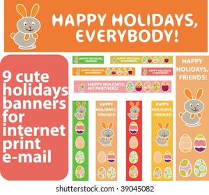 cute holidays banners. vector